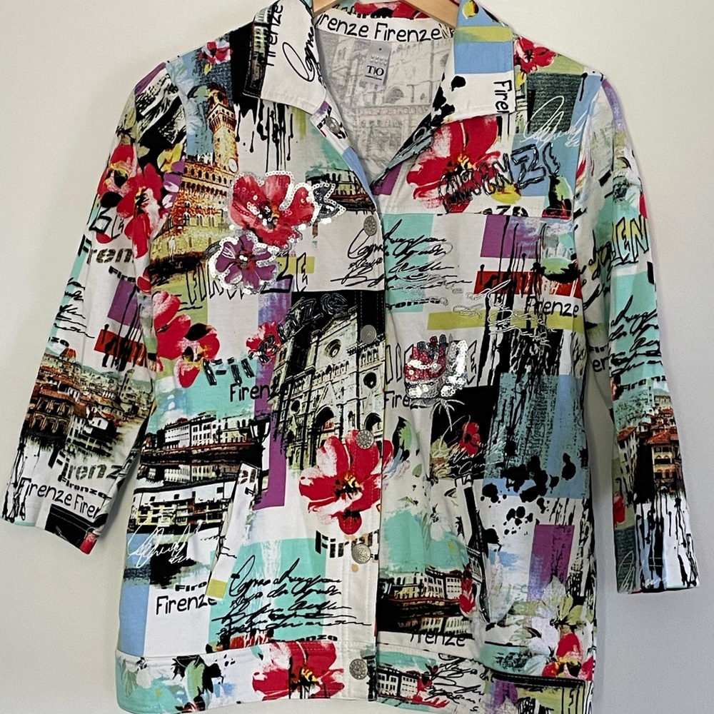 Thomas and Olivia Colorful All Over Print Jacket Shacket Size Small- Medium